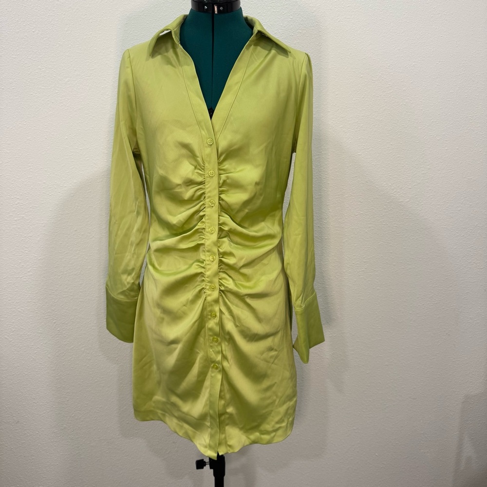 H&M Light Green Button-Up Dress